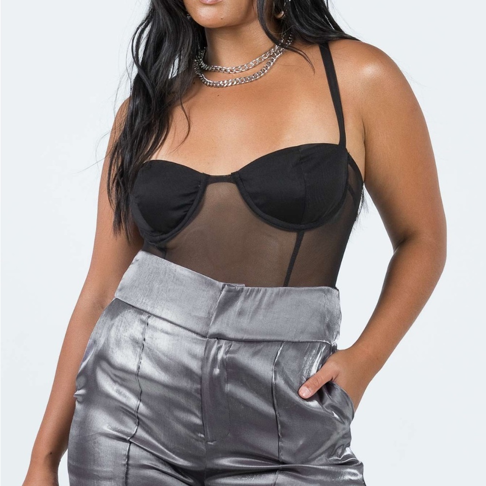 Princess Polly Black Mesh Top